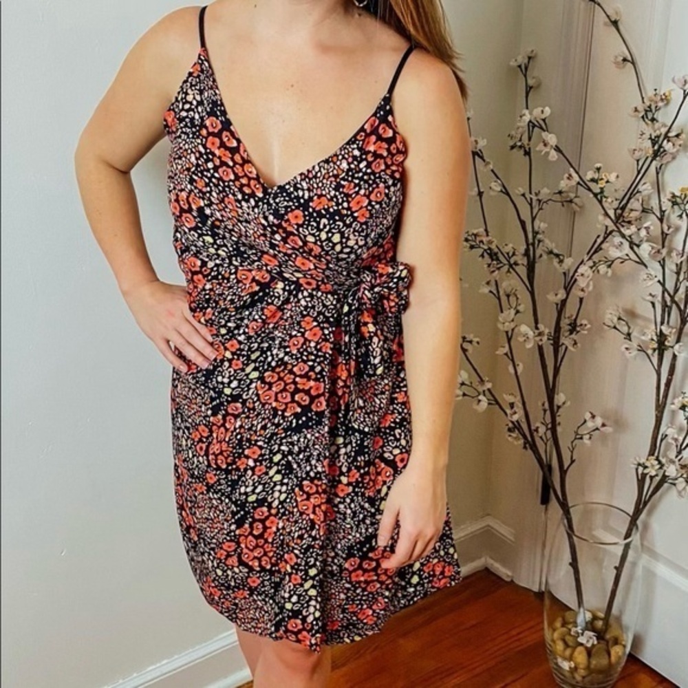 FLORAL WRAP CAMI DRESS